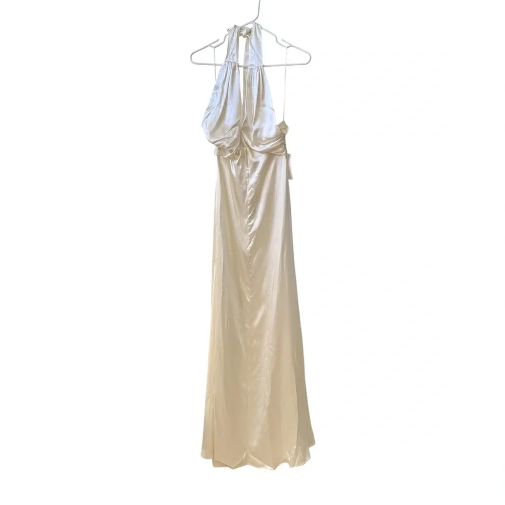 🆕 REFORMATION Veria Halter Silk Maxi Dress in Ivory Sz 0
